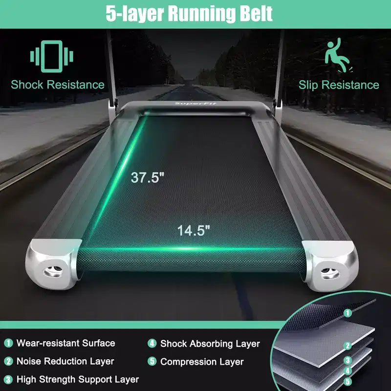 Costway Folding Electric Treadmill Compact Walking Running Machine w/APP Control Speaker