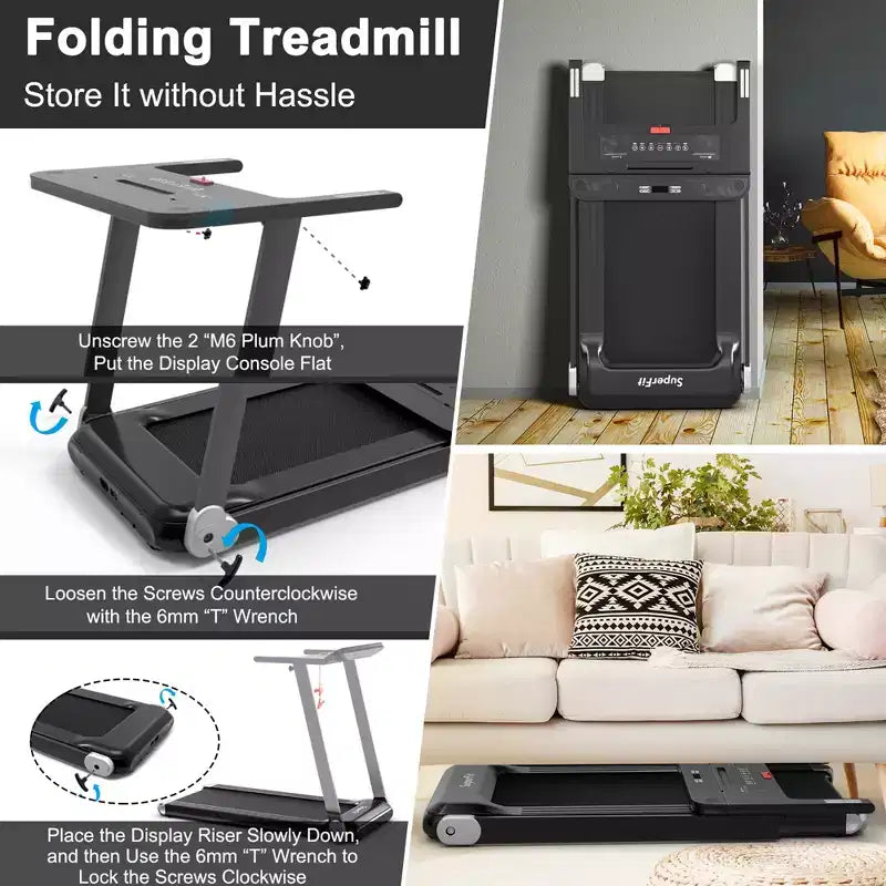 Costway Folding Electric Treadmill Compact Walking Running Machine w/APP Control Speaker