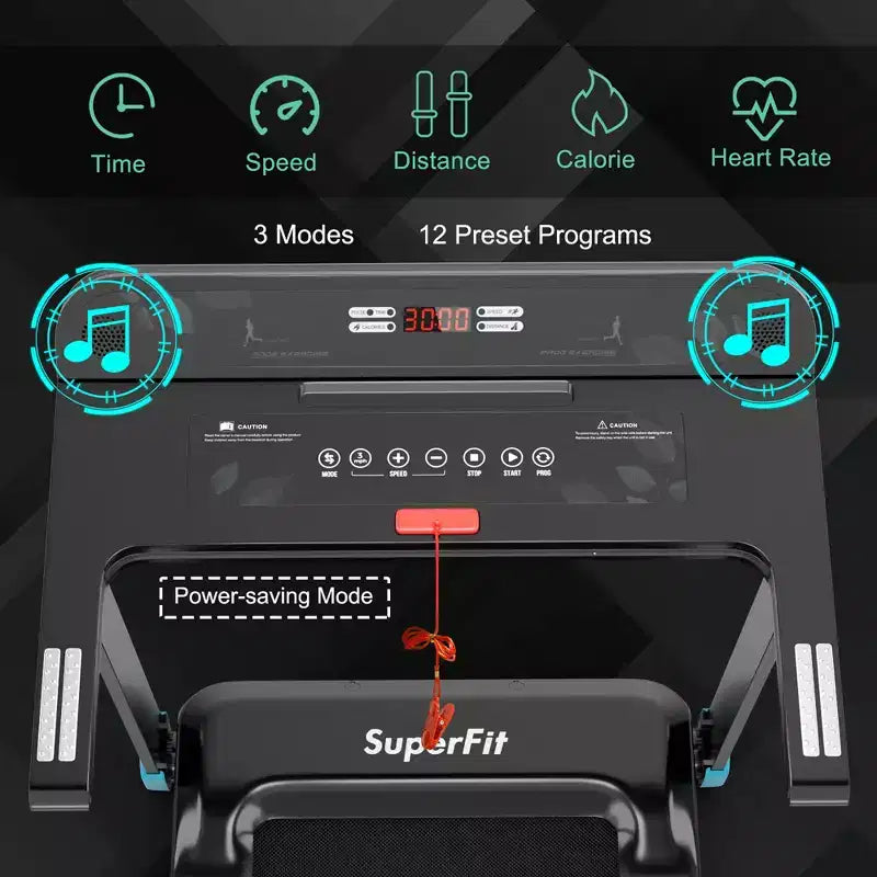 Costway Folding Electric Treadmill Compact Walking Running Machine w/APP Control Speaker