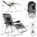 Costway Padded Zero Gravity Lounge Chair Oversize Folding Adjustable