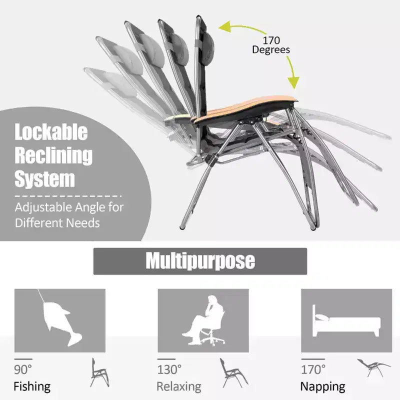 Costway Padded Zero Gravity Lounge Chair Oversize Folding Adjustable