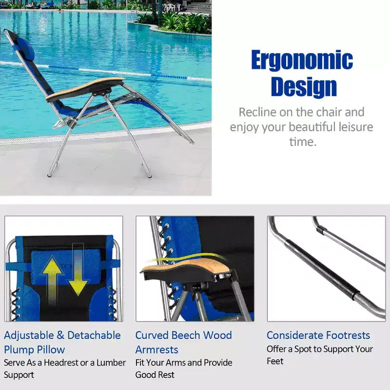 Costway Padded Zero Gravity Lounge Chair Oversize Folding Adjustable