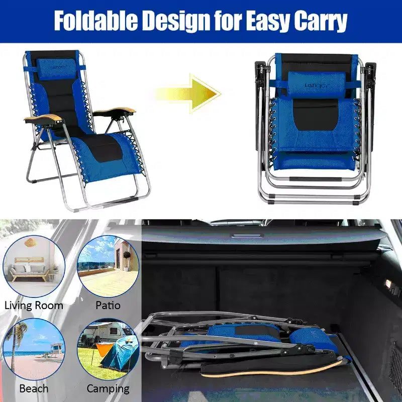 Costway Padded Zero Gravity Lounge Chair Oversize Folding Adjustable
