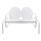 Northlight 48.25 Outdoor Retro 2-Person Metal Tulip Double Glider Patio Chair, White