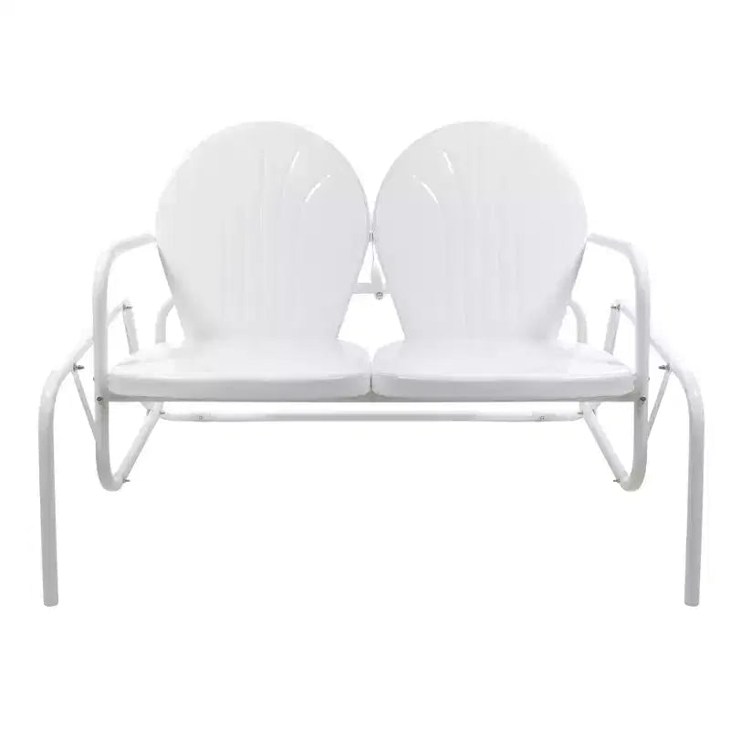 Northlight 48.25 Outdoor Retro 2-Person Metal Tulip Double Glider Patio Chair, White