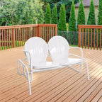 Northlight 48.25 Outdoor Retro 2-Person Metal Tulip Double Glider Patio Chair, White