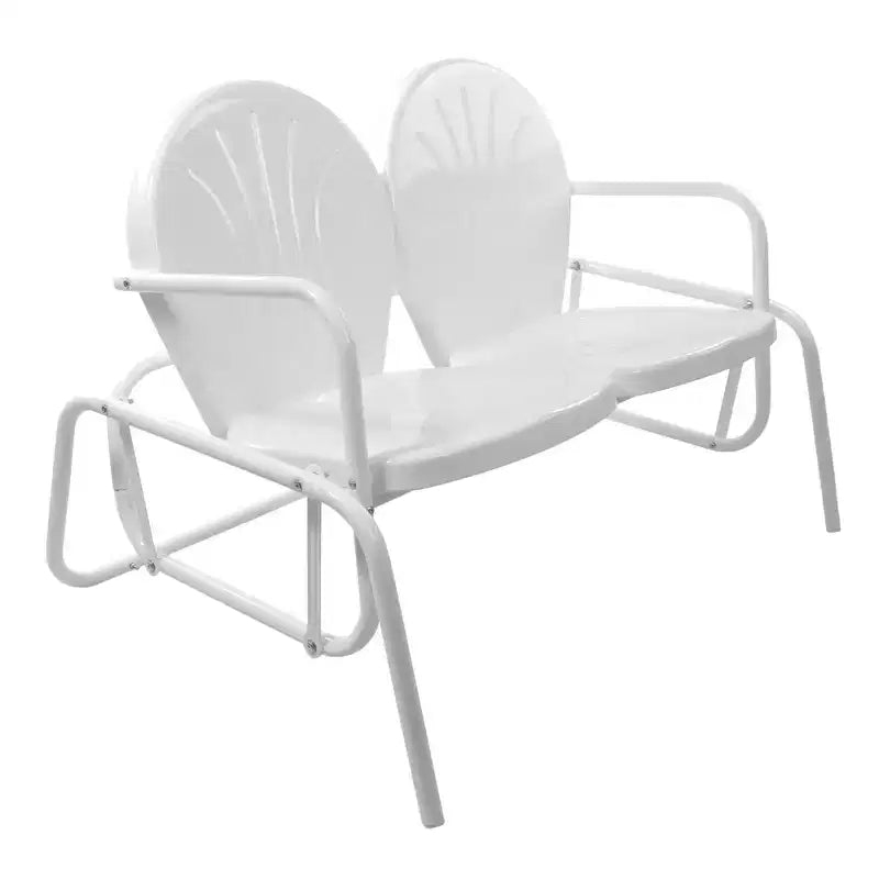 Northlight 48.25 Outdoor Retro 2-Person Metal Tulip Double Glider Patio Chair, White