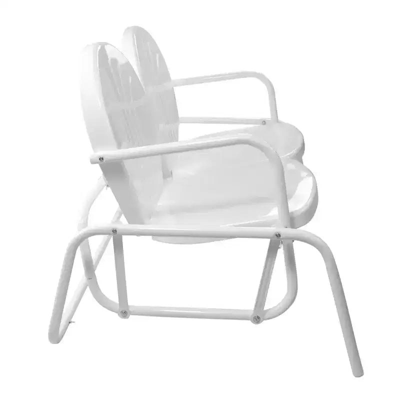 Northlight 48.25 Outdoor Retro 2-Person Metal Tulip Double Glider Patio Chair, White