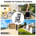 Costway Solid Wood Rocking Chair Porch Rocker Indoor Outdoor Seat Glossy Finish White\Coffee