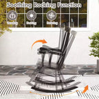 Costway Solid Wood Rocking Chair Porch Rocker Indoor Outdoor Seat Glossy Finish White\Coffee
