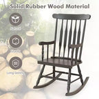 Costway Solid Wood Rocking Chair Porch Rocker Indoor Outdoor Seat Glossy Finish White\Coffee