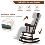 Costway Solid Wood Rocking Chair Porch Rocker Indoor Outdoor Seat Glossy Finish White\Coffee