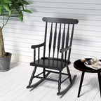 Costway Solid Wood Rocking Chair Porch Rocker Indoor Outdoor Seat Glossy Finish White\Coffee
