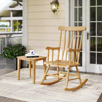 Costway Solid Wood Rocking Chair Porch Rocker Indoor Outdoor Seat Glossy Finish White\Coffee
