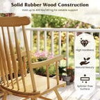 Costway Solid Wood Rocking Chair Porch Rocker Indoor Outdoor Seat Glossy Finish White\Coffee