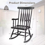 Costway Solid Wood Rocking Chair Porch Rocker Indoor Outdoor Seat Glossy Finish White\Coffee