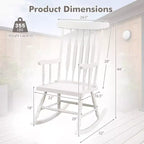 Costway Solid Wood Rocking Chair Porch Rocker Indoor Outdoor Seat Glossy Finish White\Coffee