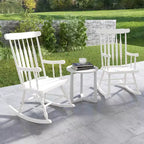 Costway Solid Wood Rocking Chair Porch Rocker Indoor Outdoor Seat Glossy Finish White\Coffee