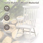 Costway Solid Wood Rocking Chair Porch Rocker Indoor Outdoor Seat Glossy Finish White\Coffee