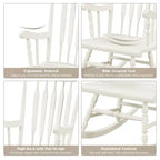 Costway Solid Wood Rocking Chair Porch Rocker Indoor Outdoor Seat Glossy Finish White\Coffee