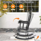 Costway Solid Wood Rocking Chair Porch Rocker Indoor Outdoor Seat Glossy Finish White\Coffee