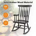 Costway Solid Wood Rocking Chair Porch Rocker Indoor Outdoor Seat Glossy Finish White\Coffee