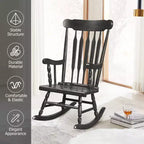 Costway Solid Wood Rocking Chair Porch Rocker Indoor Outdoor Seat Glossy Finish White\Coffee