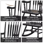 Costway Solid Wood Rocking Chair Porch Rocker Indoor Outdoor Seat Glossy Finish White\Coffee