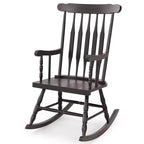 Costway Solid Wood Rocking Chair Porch Rocker Indoor Outdoor Seat Glossy Finish White\Coffee