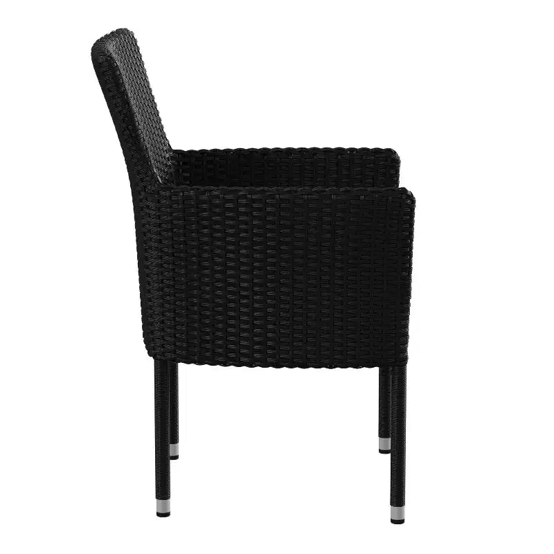Merrick Lane Patio Chairs with Fade and Weather Resistant Wicker Wrapped Powder Coated Steel Frames & Cushions-Set of 2