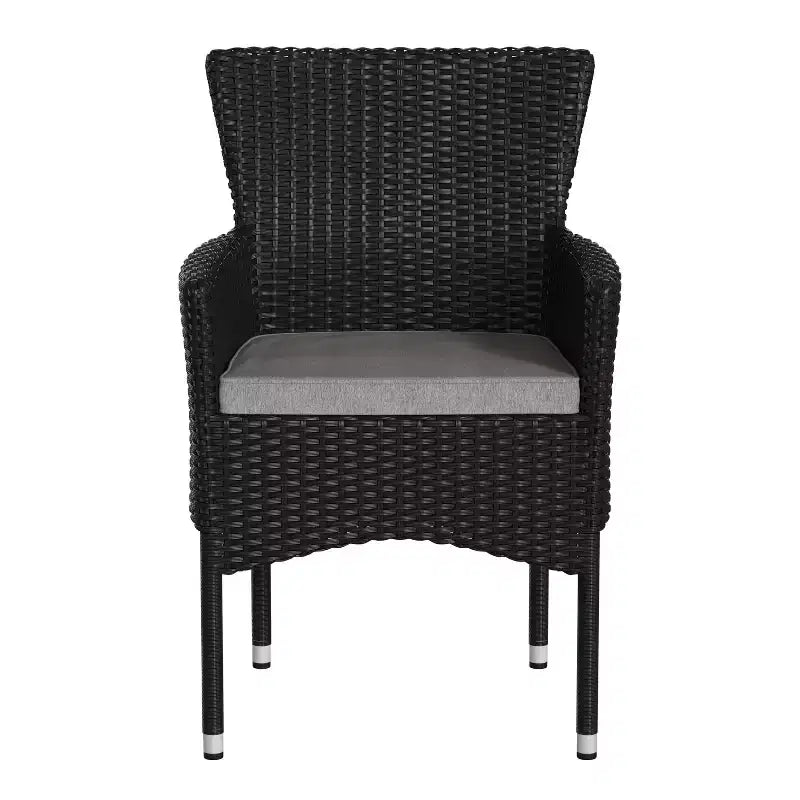 Merrick Lane Patio Chairs with Fade and Weather Resistant Wicker Wrapped Powder Coated Steel Frames & Cushions-Set of 2