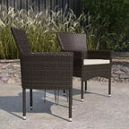 Merrick Lane Patio Chairs with Fade and Weather Resistant Wicker Wrapped Powder Coated Steel Frames & Cushions-Set of 2