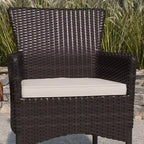 Merrick Lane Patio Chairs with Fade and Weather Resistant Wicker Wrapped Powder Coated Steel Frames & Cushions-Set of 2