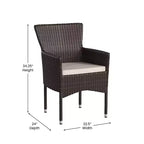 Merrick Lane Patio Chairs with Fade and Weather Resistant Wicker Wrapped Powder Coated Steel Frames & Cushions-Set of 2