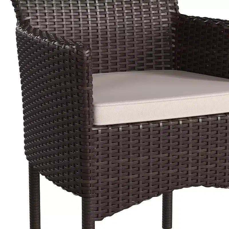 Merrick Lane Patio Chairs with Fade and Weather Resistant Wicker Wrapped Powder Coated Steel Frames & Cushions-Set of 2