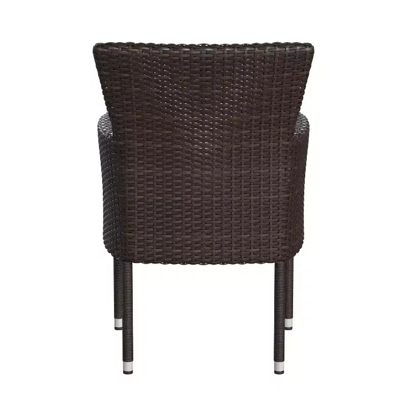 Merrick Lane Patio Chairs with Fade and Weather Resistant Wicker Wrapped Powder Coated Steel Frames & Cushions-Set of 2