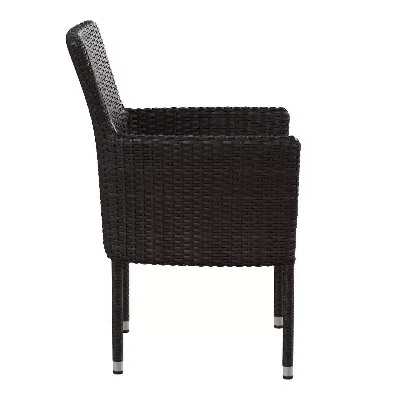 Merrick Lane Patio Chairs with Fade and Weather Resistant Wicker Wrapped Powder Coated Steel Frames & Cushions-Set of 2