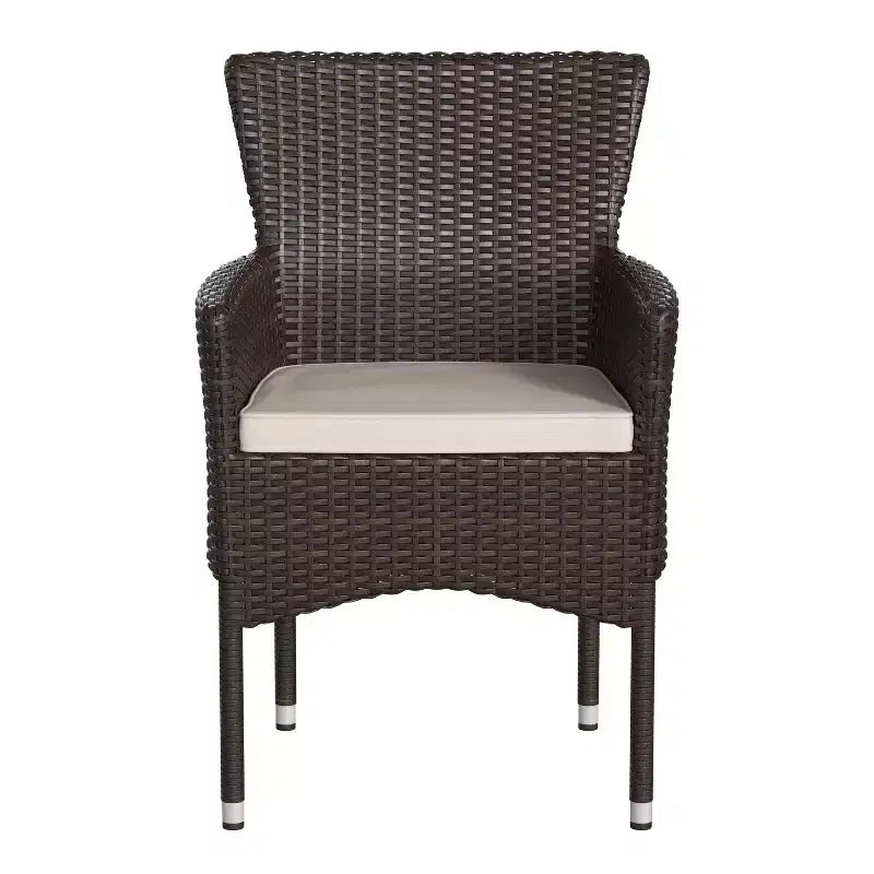 Merrick Lane Patio Chairs with Fade and Weather Resistant Wicker Wrapped Powder Coated Steel Frames & Cushions-Set of 2