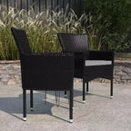 Merrick Lane Patio Chairs with Fade and Weather Resistant Wicker Wrapped Powder Coated Steel Frames & Cushions-Set of 2