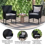 Merrick Lane Patio Chairs with Fade and Weather Resistant Wicker Wrapped Powder Coated Steel Frames & Cushions-Set of 2