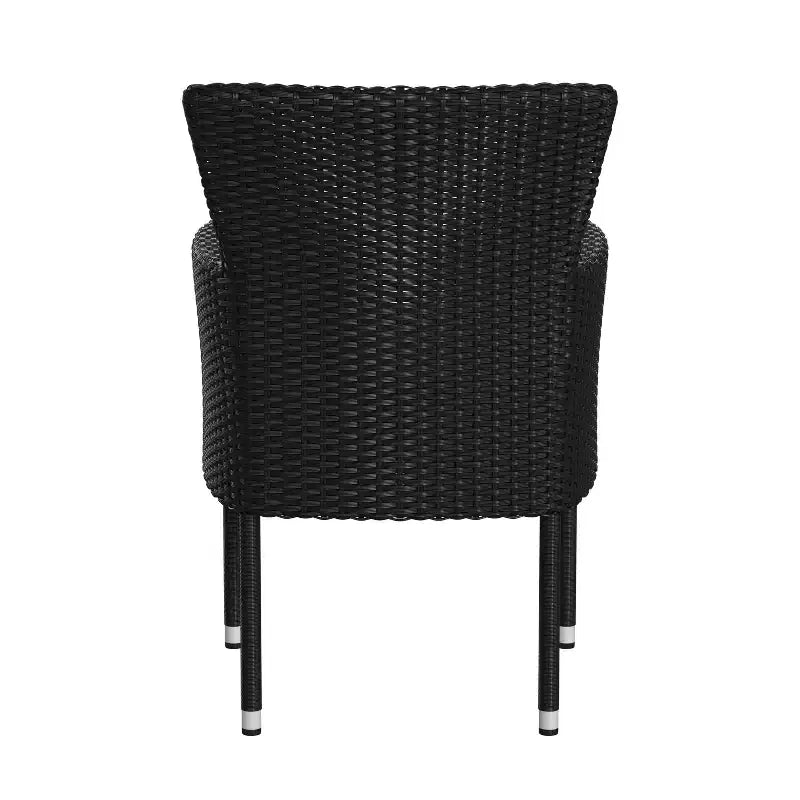 Merrick Lane Patio Chairs with Fade and Weather Resistant Wicker Wrapped Powder Coated Steel Frames & Cushions-Set of 2