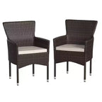 Merrick Lane Patio Chairs with Fade and Weather Resistant Wicker Wrapped Powder Coated Steel Frames & Cushions-Set of 2