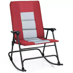 Costway Foldable Rocking Padded Chair Portable Camping Chair with Backrest Armrest Red\Blue