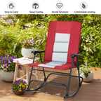 Costway Foldable Rocking Padded Chair Portable Camping Chair with Backrest Armrest Red\Blue