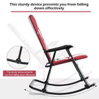 Costway Foldable Rocking Padded Chair Portable Camping Chair with Backrest Armrest Red\Blue