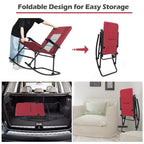 Costway Foldable Rocking Padded Chair Portable Camping Chair with Backrest Armrest Red\Blue