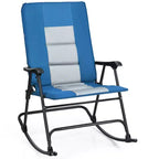 Costway Foldable Rocking Padded Chair Portable Camping Chair with Backrest Armrest Red\Blue