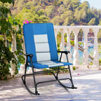 Costway Foldable Rocking Padded Chair Portable Camping Chair with Backrest Armrest Red\Blue