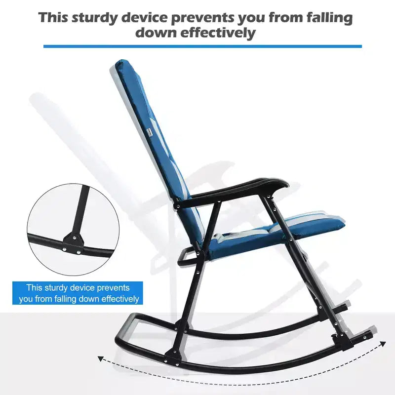 Costway Foldable Rocking Padded Chair Portable Camping Chair with Backrest Armrest Red\Blue