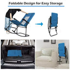 Costway Foldable Rocking Padded Chair Portable Camping Chair with Backrest Armrest Red\Blue